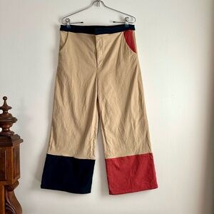 Rosie‎ Assoulin • Colorblock Wide Leg Crop Pants
